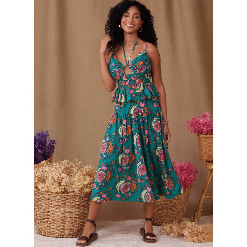 Patron Simplicity 9958.Y5 (46-54) - Ensemble haut ajusté et jupe froncée pour femme