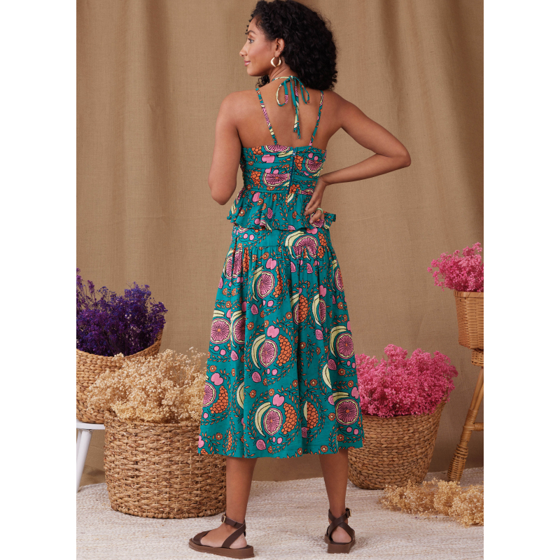 Patron Simplicity 9958.Y5 (46-54) - Ensemble haut ajusté et jupe froncée pour femme