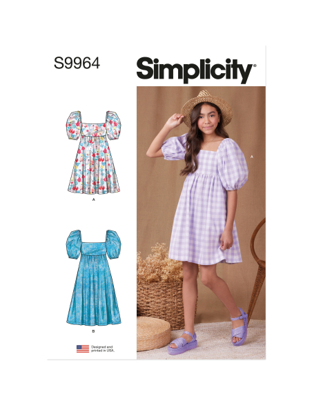 Patron Simplicity 9964.A (7-14) - Robe pour fille avec dos ouvert et variations de longueur