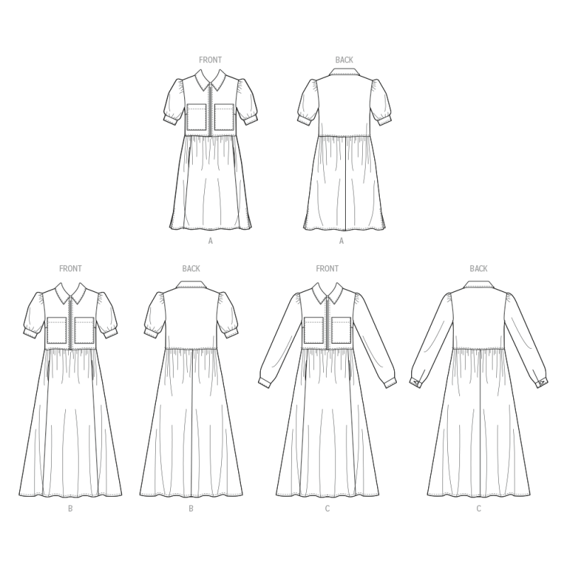 Patron McCall's 8553.H5 (34-42) - Robes à manches et longueur variées