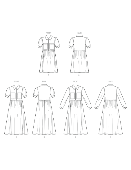 Patron McCall's 8553.H5 (34-42) - Robes à manches et longueur variées