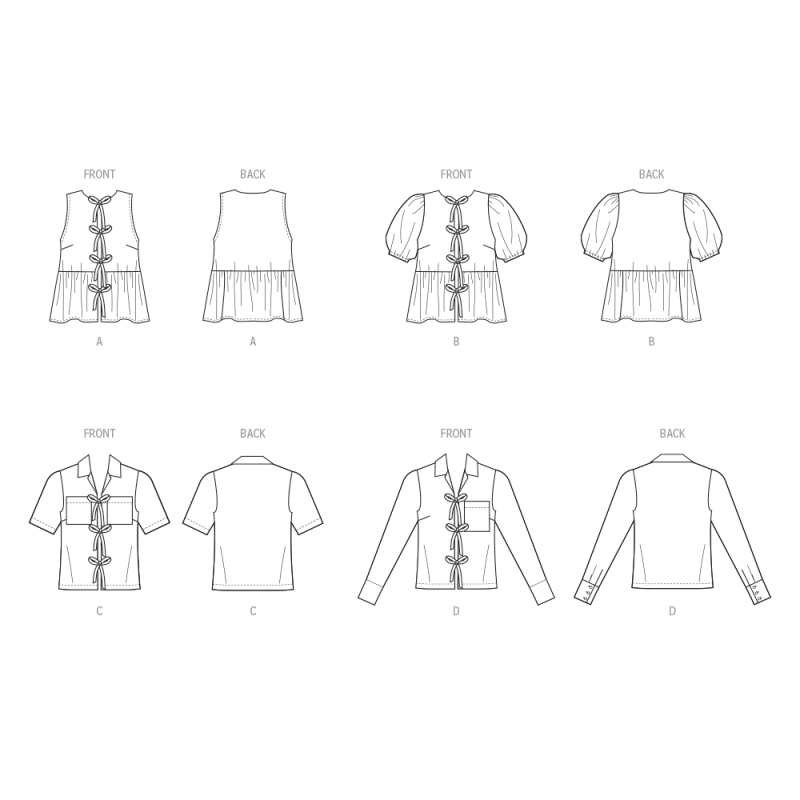 Patron McCall's 8557.BB (50-56) - Blouses à nouettes