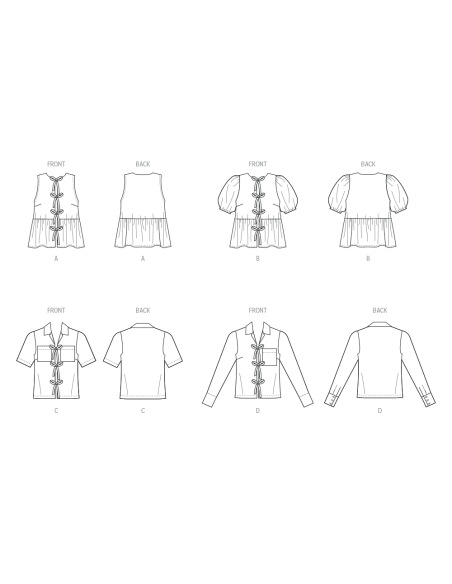 Patron McCall's 8557.BB (50-56) - Blouses à nouettes