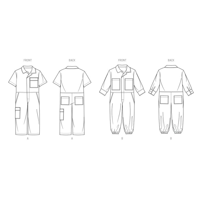 Patron McCall's 8567.A (3-9) - Combinaisons pour enfants avec variations de manches