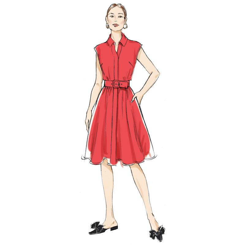 Patron Butterick 7021/H5 (34-42) -  Robes boutonnées à col pointu