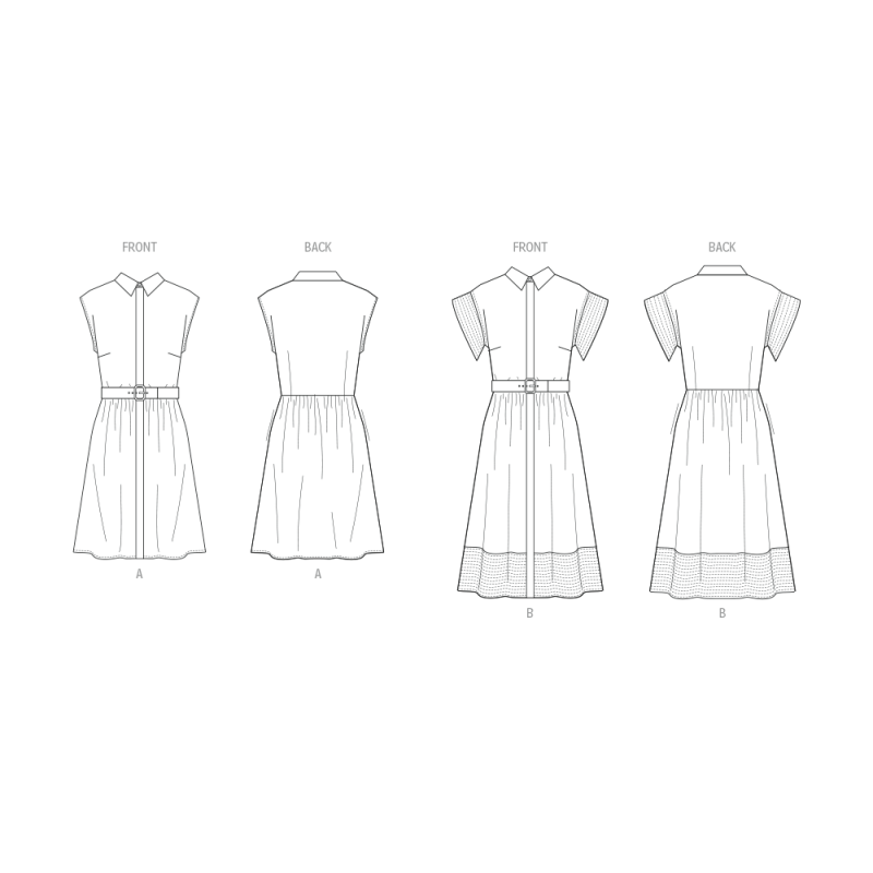 Patron Butterick 7021/H5 (34-42) -  Robes boutonnées à col pointu