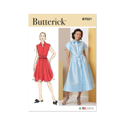 Patron Butterick 7021/U5 (44-52) - Robes boutonnées à col pointu