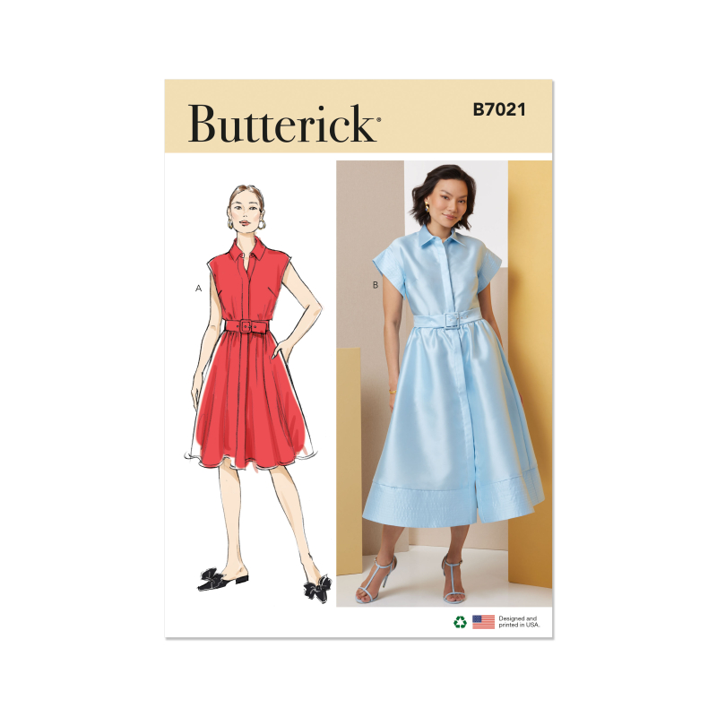 Patron Butterick 7021/U5 (44-52) - Robes boutonnées à col pointu