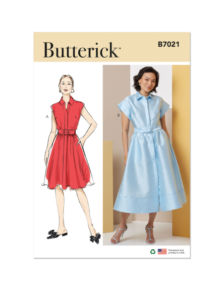 Patron Butterick 7021/U5 (44-52) - Robes boutonnées à col pointu