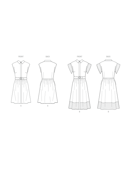Patron Butterick 7021/U5 (44-52) - Robes boutonnées à col pointu