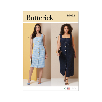 Patron Butterick 7022 AA (38-46) - Robes ajustées sans manches à encolure carrée