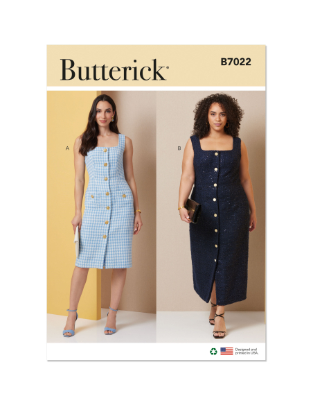 Patron Butterick 7022 BB (50-56) - Robes ajustées sans manches à encolure carrée