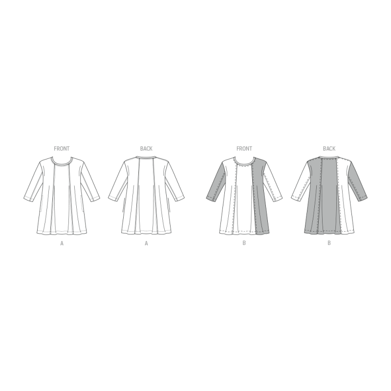 Patron Butterick 7023 A (32-54) - Tuniques amples à manches 3/4