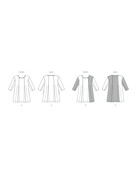 Patron Butterick 7023 A (32-54) - Tuniques amples à manches 3/4