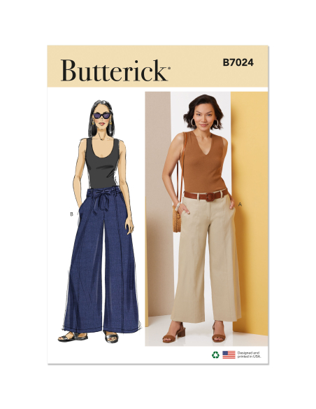 Patron Butterick 7024 K5 (36-44) - Pantalons à jambes larges