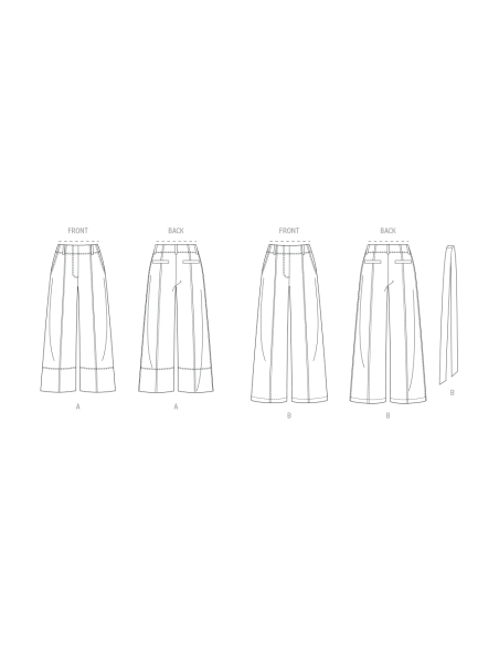 Patron Butterick 7024 Y5 (46-54) - Pantalons à jambes larges