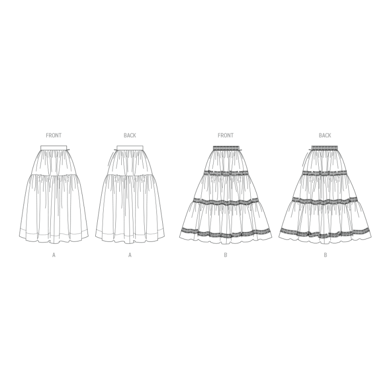 Patron Butterick 7025 D5 (32-40) - Jupes amples à volants