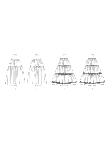 Patron Butterick 7025 D5 (32-40) - Jupes amples à volants