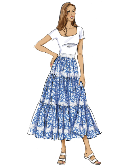 Patron Butterick 7025 D5 (32-40) - Jupes amples à volants