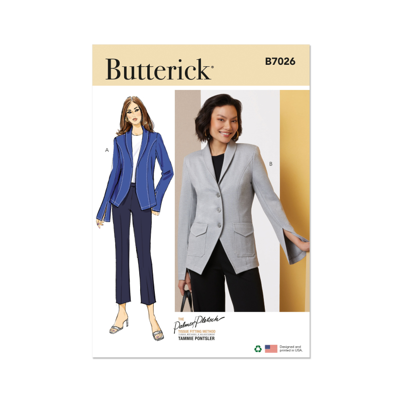 Patron Butterick 7026 K5 (36-44) - Vestes à col châle et manches fendues