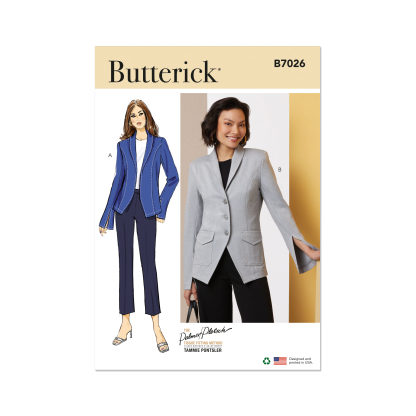 Patron Butterick 7026 Y5 (46-54) - Vestes à col châle et manches fendues