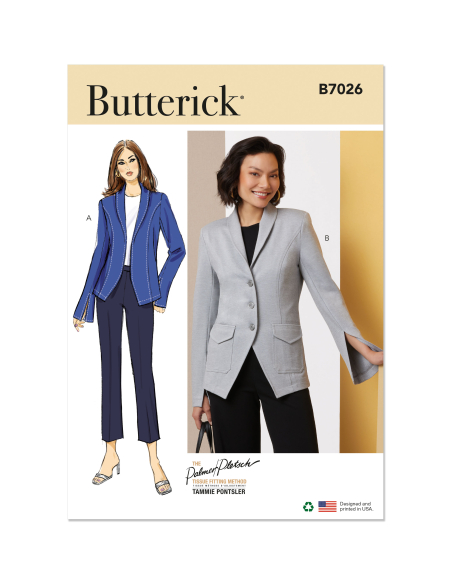 Patron Butterick 7026 Y5 (46-54) - Vestes à col châle et manches fendues