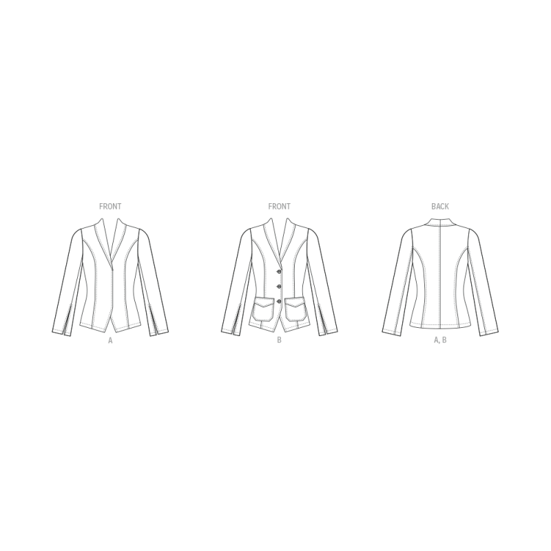Patron Butterick 7026 Y5 (46-54) - Vestes à col châle et manches fendues