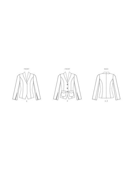 Patron Butterick 7026 Y5 (46-54) - Vestes à col châle et manches fendues