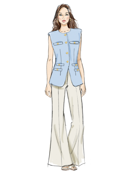 Patron Butterick 7027 K5 (36-44) - Gilet moulant et pantalon évasé