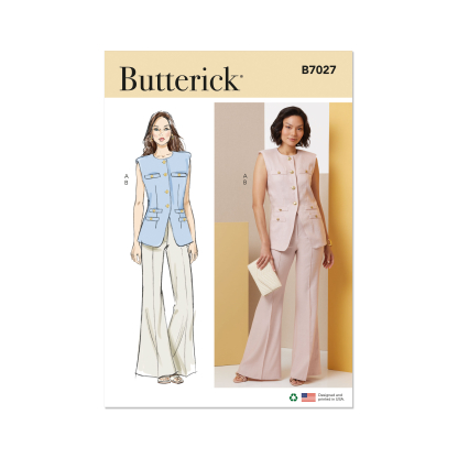 Patron Butterick 7027 K5 (36-44) - Gilet moulant et pantalon évasé