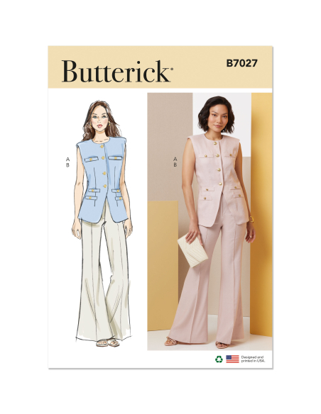 Patron Butterick 7027 K5 (36-44) - Gilet moulant et pantalon évasé