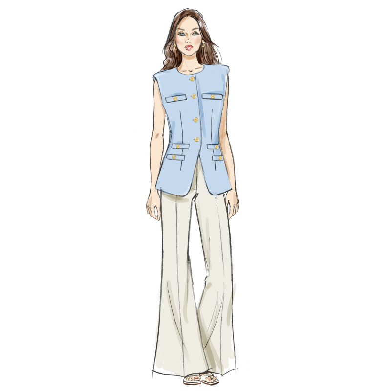 Patron Butterick 7027 Y5 (46-54) - Gilet moulant et pantalon évasé