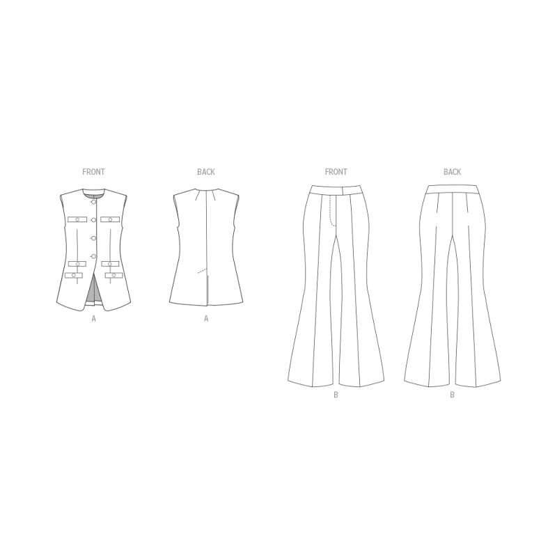 Patron Butterick 7027 Y5 (46-54) - Gilet moulant et pantalon évasé