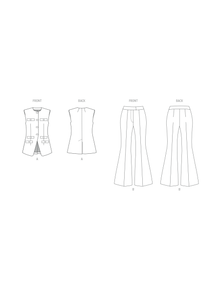 Patron Butterick 7027 Y5 (46-54) - Gilet moulant et pantalon évasé