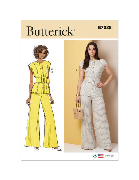 Patron Butterick  7028 H5 (34-42) - Haut semi-ajusté et pantalon large