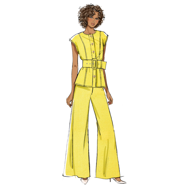 Patron Butterick  7028 U5 (44-52) - Haut semi-ajusté et pantalon large