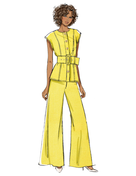 Patron Butterick  7028 U5 (44-52) - Haut semi-ajusté et pantalon large