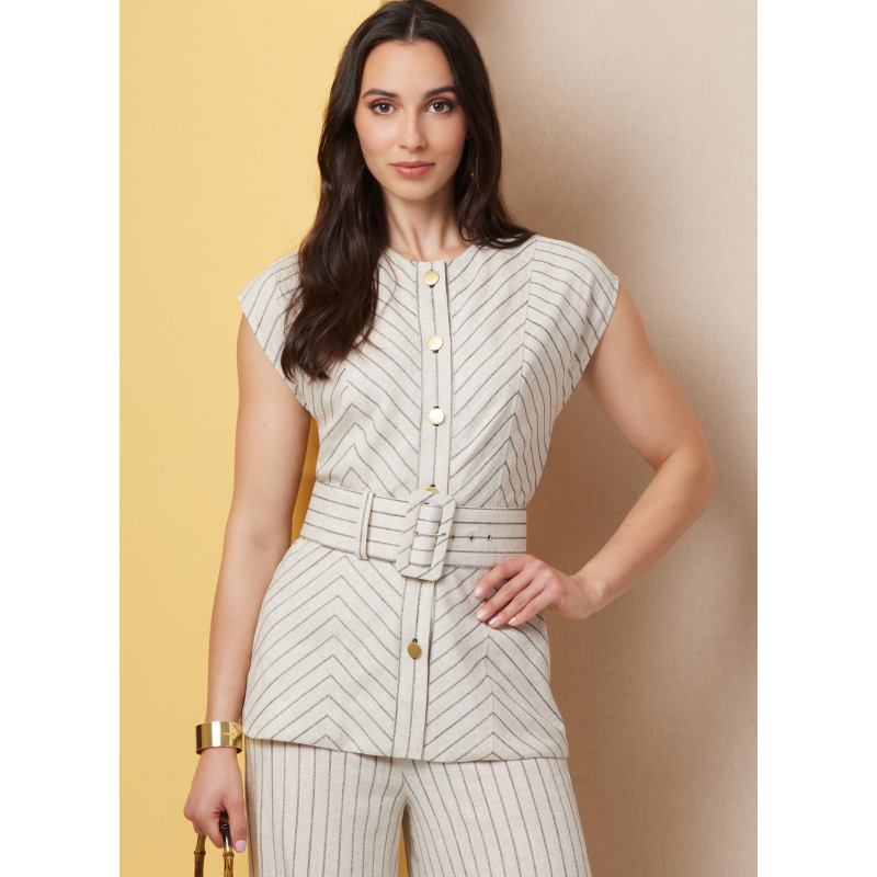 Patron Butterick  7028 U5 (44-52) - Haut semi-ajusté et pantalon large