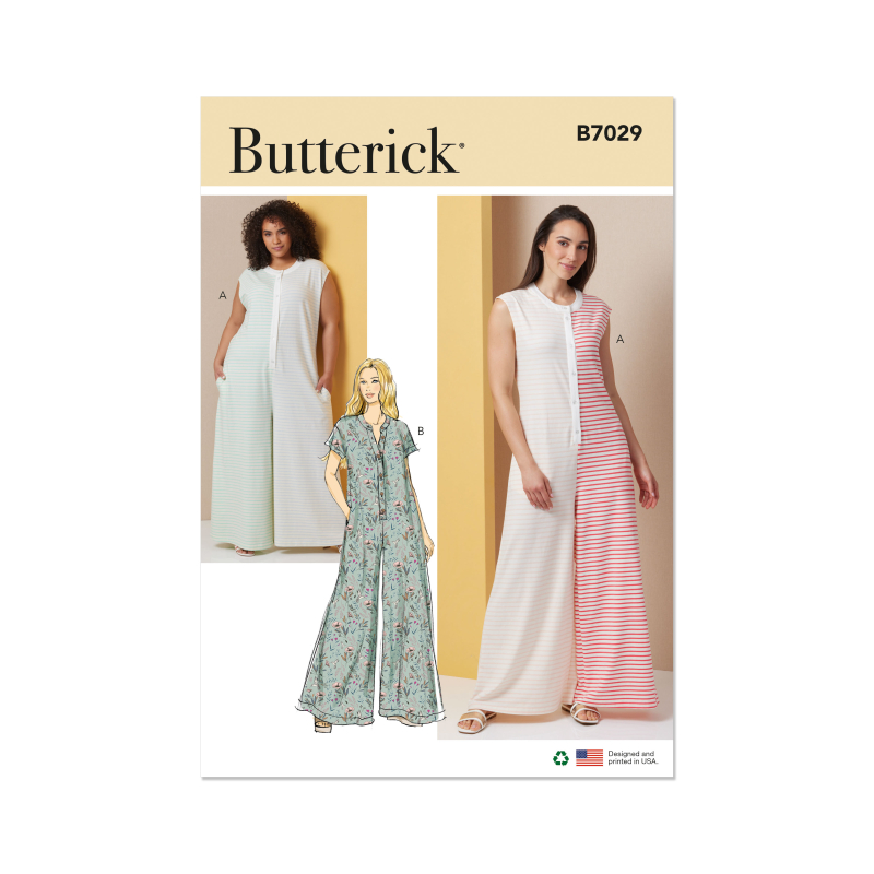 Patron Butterick  7029 BB (50-56) - Combinaisons de détente à ouverture boutonnée