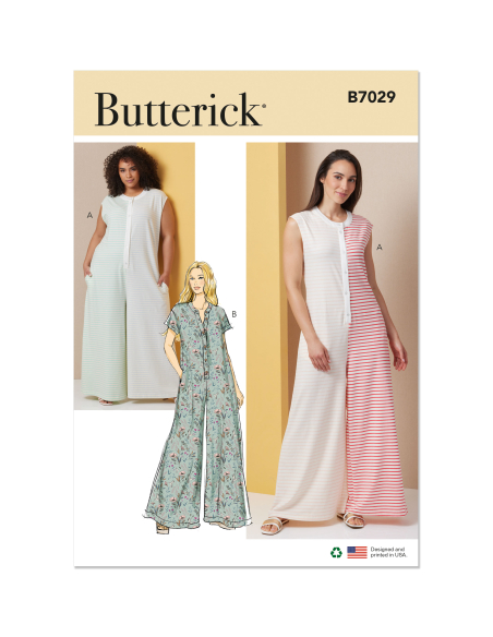 Patron Butterick  7029 BB (50-56) - Combinaisons de détente à ouverture boutonnée