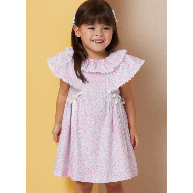 Patron Butterick 7032 A (6-3) - Robes pour enfants à volant ou col pétale