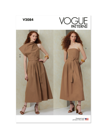 Patron Vogue 2084/H5 (34-42) - Robe sans bretelles et dessus de corsage asymétrique