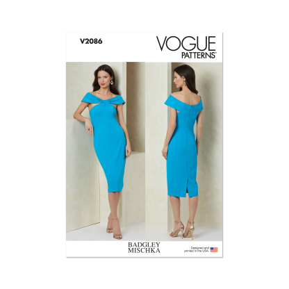 Patron Vogue 2086/Y5 (46-54) - Robe fourreau moulante à manches hors épaule
