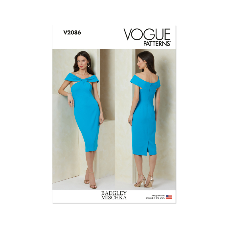 Patron Vogue 2086/Y5 (46-54) - Robe fourreau moulante à manches hors épaule