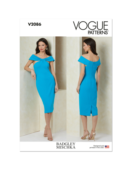 Patron Vogue 2086/Y5 (46-54) - Robe fourreau moulante à manches hors épaule
