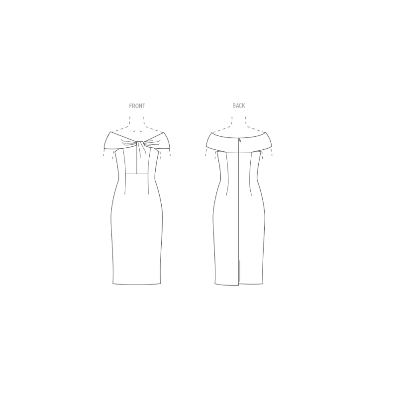 Patron Vogue 2086/Y5 (46-54) - Robe fourreau moulante à manches hors épaule