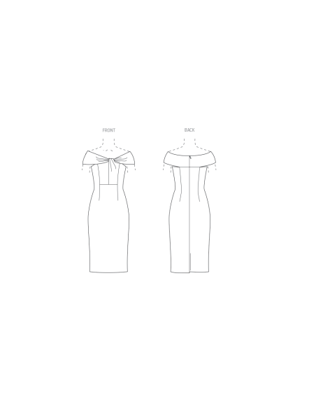 Patron Vogue 2086/Y5 (46-54) - Robe fourreau moulante à manches hors épaule