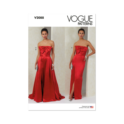 Patron Vogue 2088/B5 (36-44) - Robe bustier fendue et jupe plissée avec ceinture