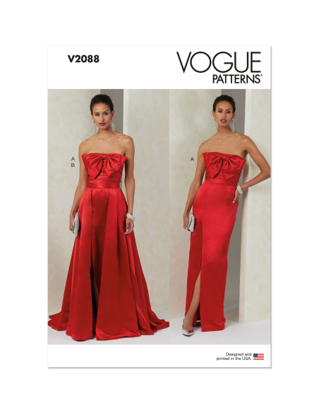 Patron Vogue 2088/B5 (36-44) - Robe bustier fendue et jupe plissée avec ceinture