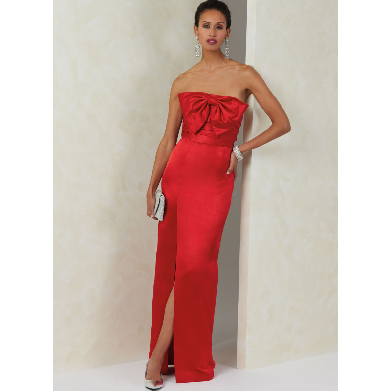 Patron Vogue 2088/Y5 (46-54) - Robe bustier fendue et jupe plissée avec ceinture